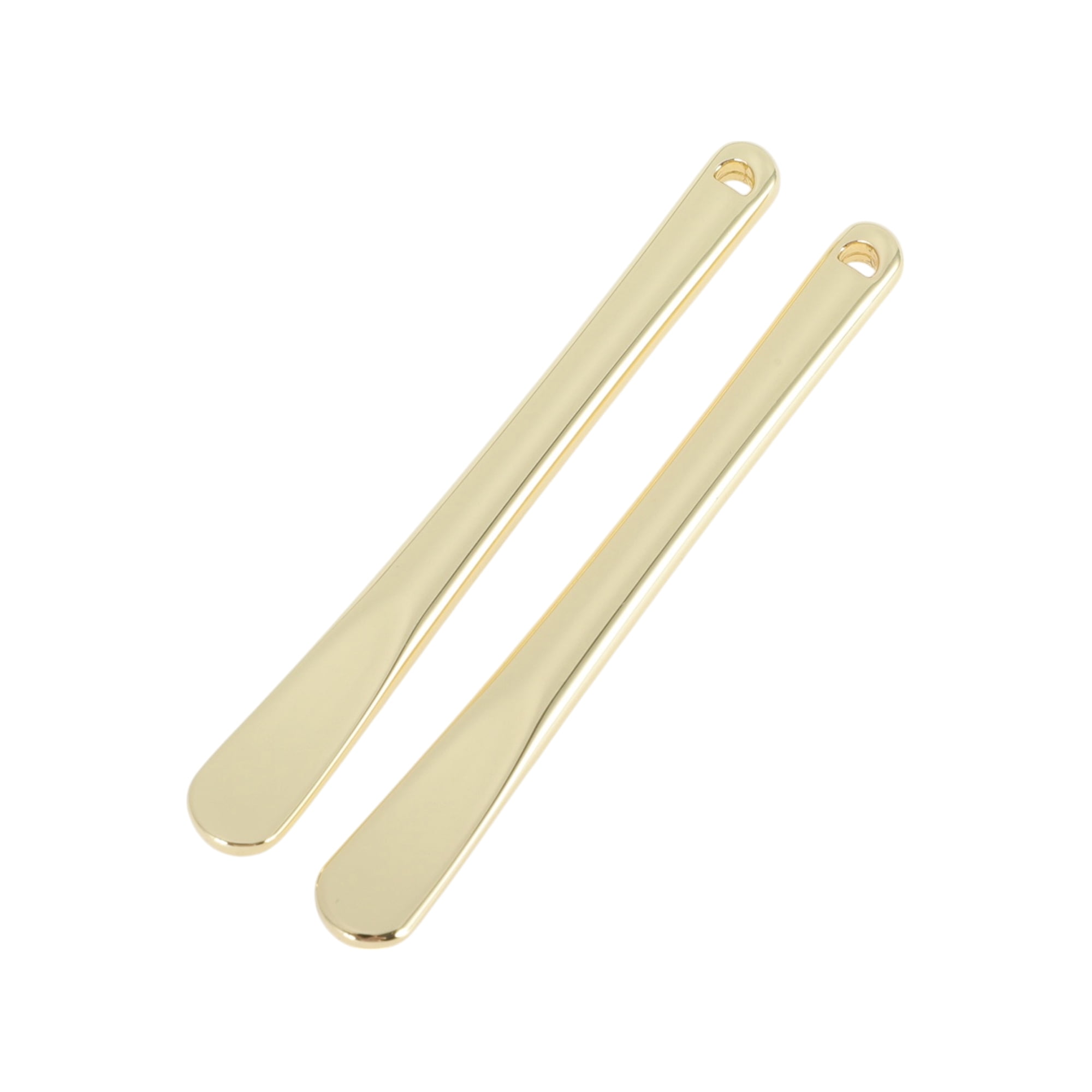Unique Bargains Round Handle Mini Makeup Cosmetic Spoon 2pcs Gold Tone