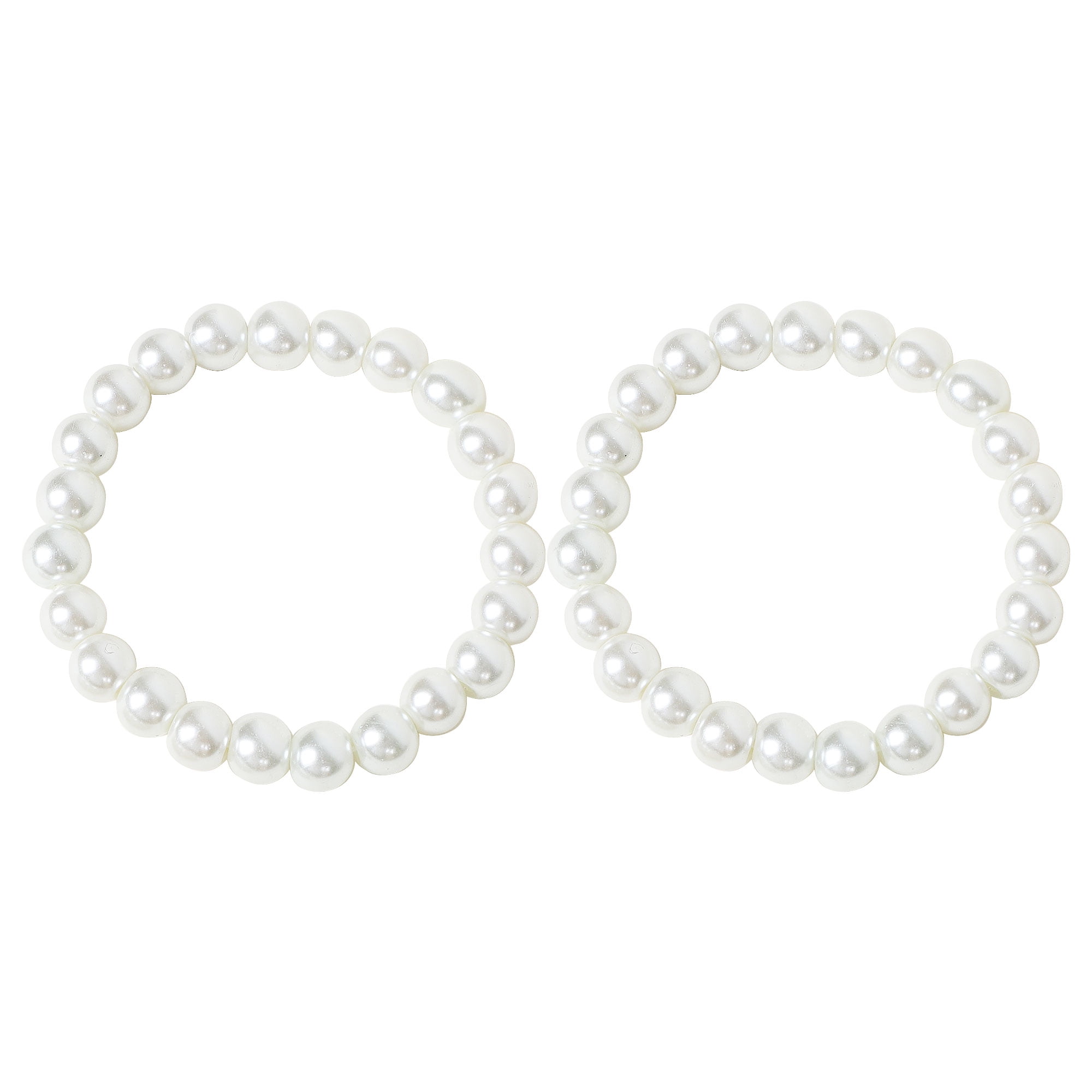 Unique Bargains Round Imitation Pearl Bracelets Elastic Faux Pearl Beaded Chains for Women