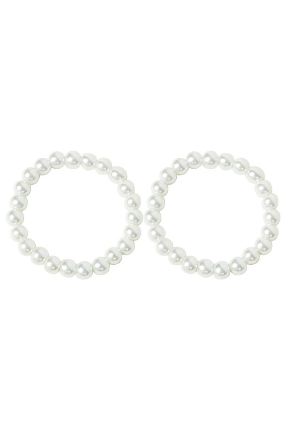Round Imitation Pearl Bracelets Elastic Faux Pearl Beaded Chains for Women