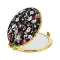 thumbnail image 1 of Unique Bargains Round Mini Floral Mirror for Women Purses Pocket Black, 1 of 7