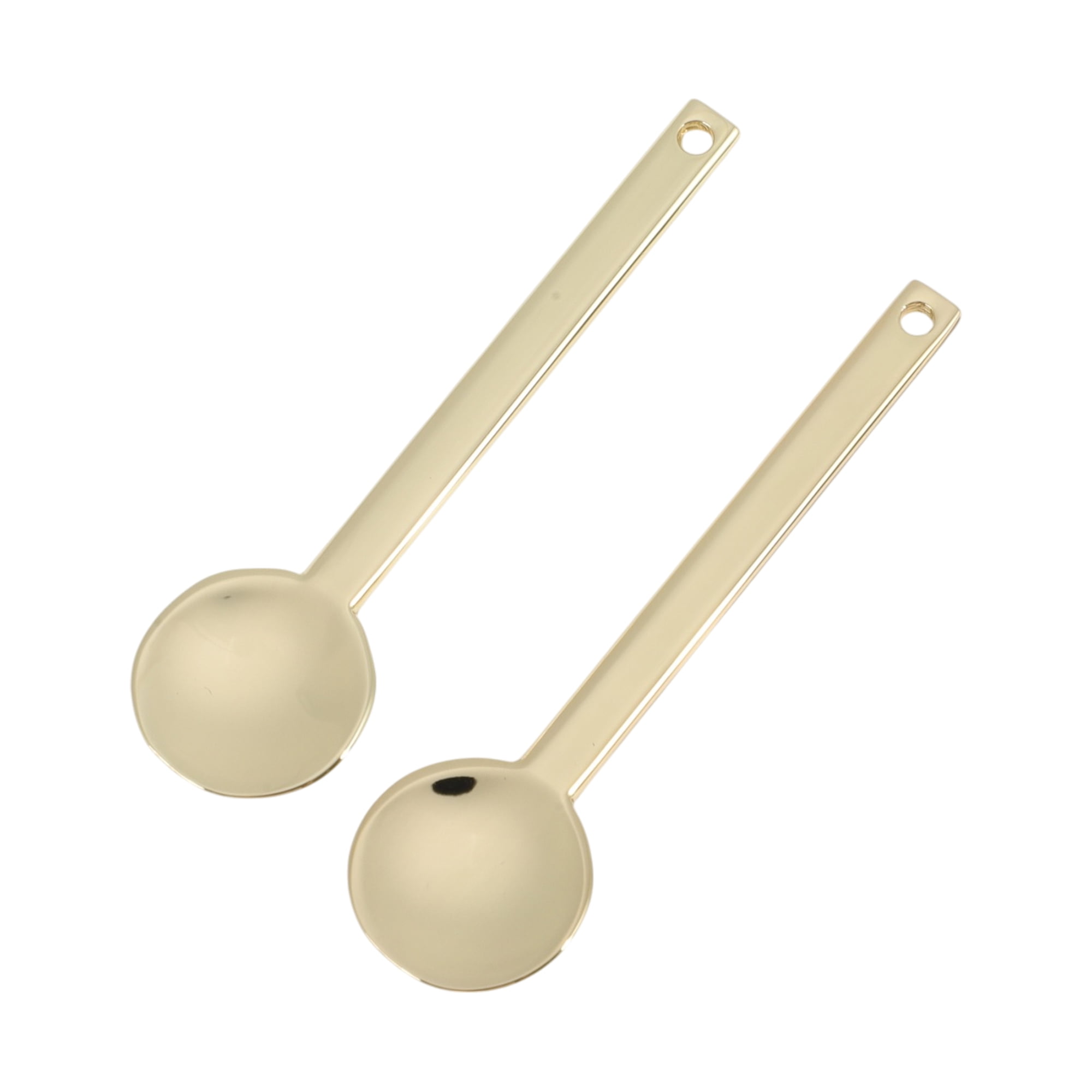 Unique Bargains Round Mini Makeup Cosmetic Spoon 2pcs Gold Tone
