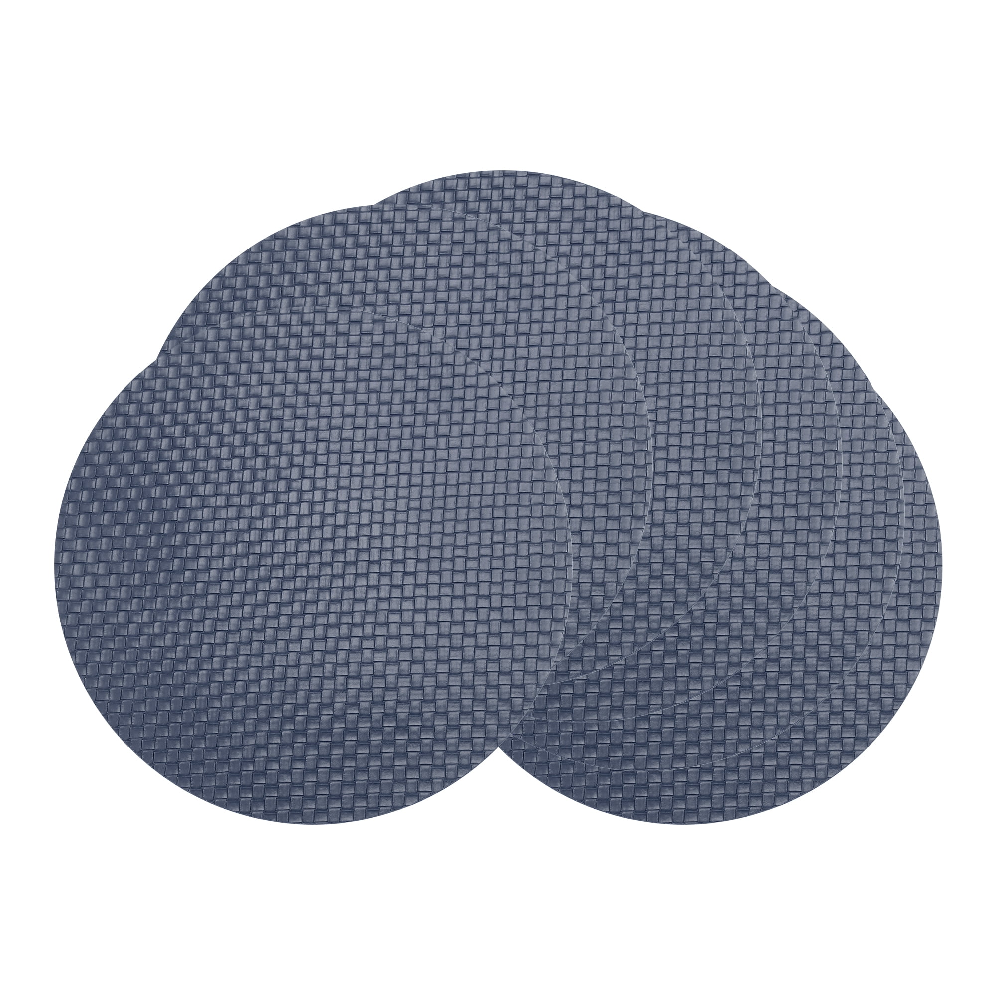 Unique Bargains Round Placemats 6pcs Faux Leather Placemats Blue 15"x15"