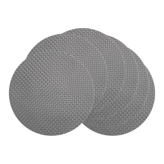 Unique Bargains Round Placemats 6pcs Faux Leather Placemats Dark Gray 15"x15"
