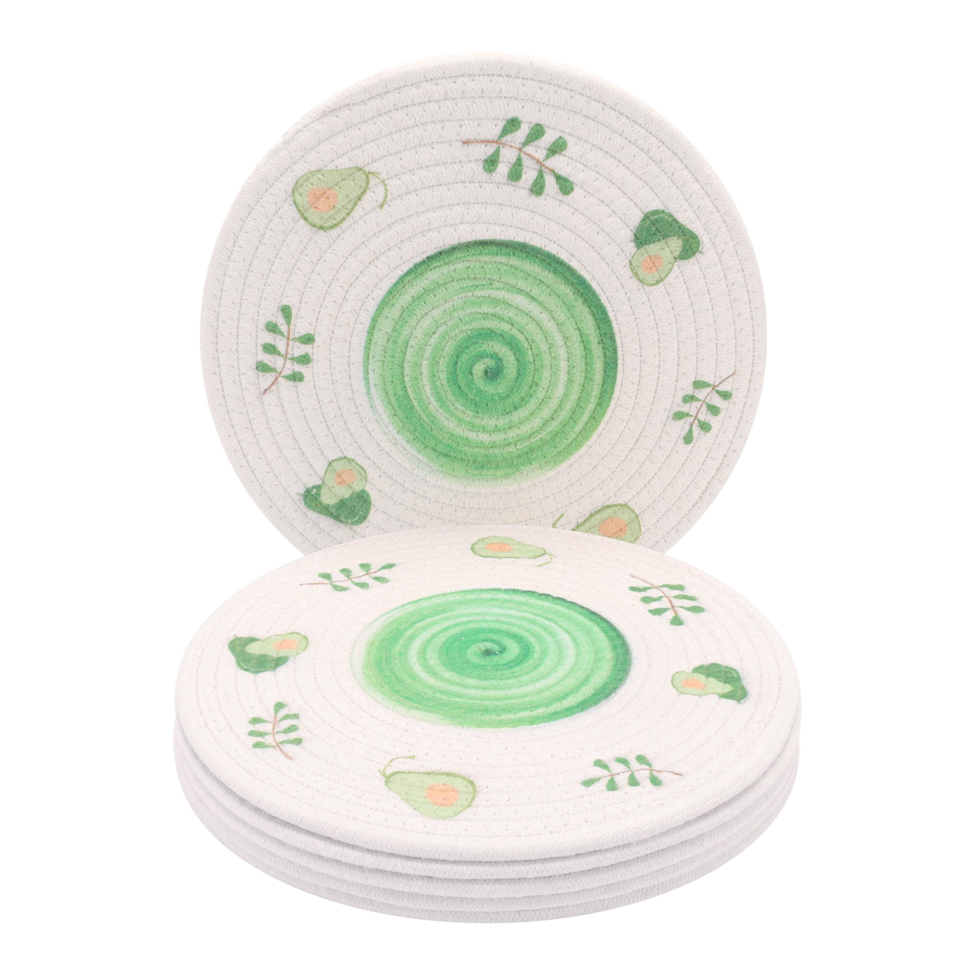 Unique Bargains Round Placemats 6pcs Woven Placemats Green 11.8"x11.8"