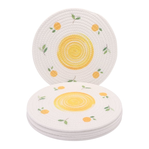 Unique Bargains Round Placemats 6pcs Woven Placemats Yellow 11.8"x11.8"