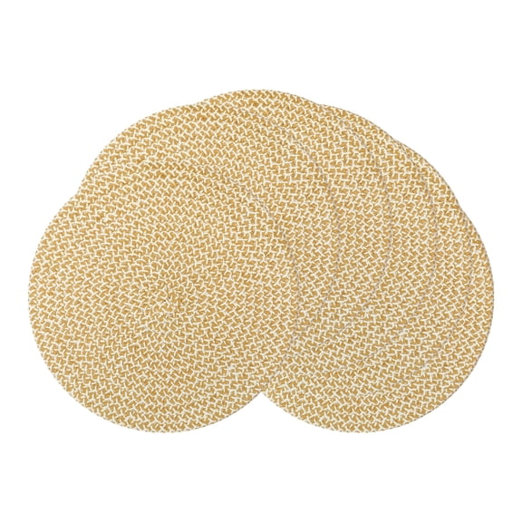 Unique Bargains Round Placemats Set of 6 Woven Placemats for Home Beige