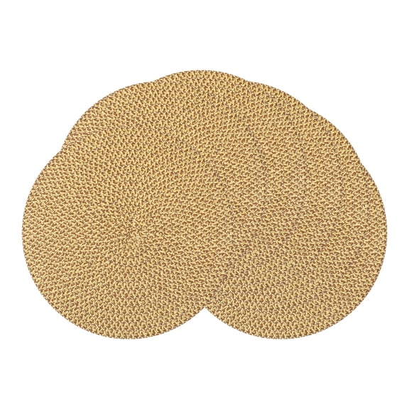 Unique Bargains Round Placemats Set of 6 Woven Placemats for Home Yellow Brown