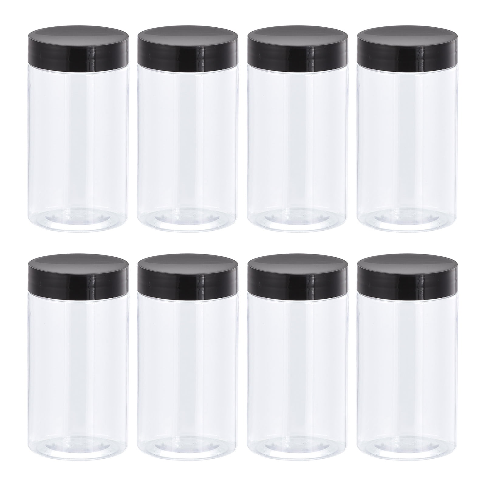 Unique Bargains Round Plastic Lids Broad-Mouth Empty Containers 60mm x 110mm 8Pcs