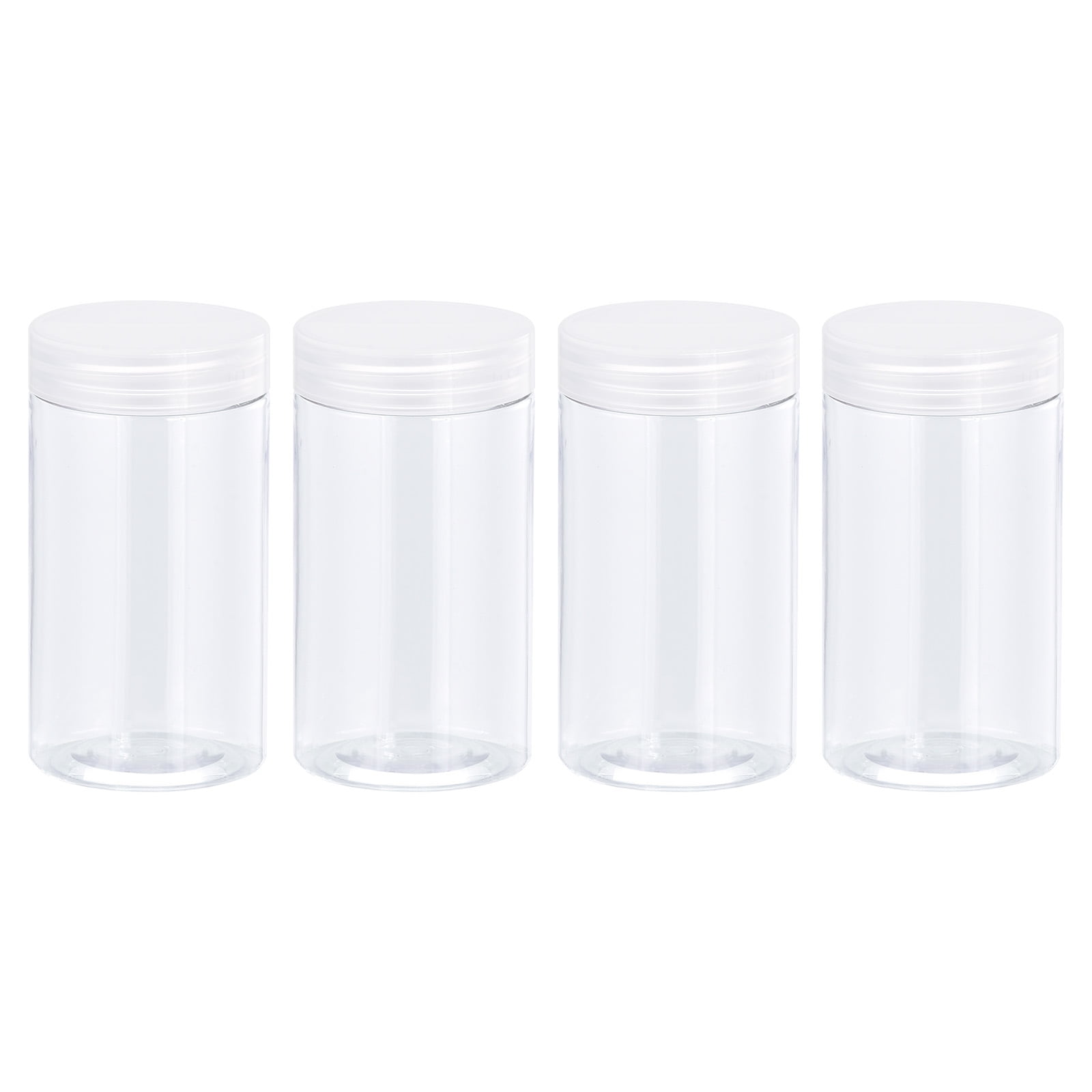 Unique Bargains Round Plastic Screw Top Lid Broad-Mouth Containers 50mm x 97mm 4Pcs
