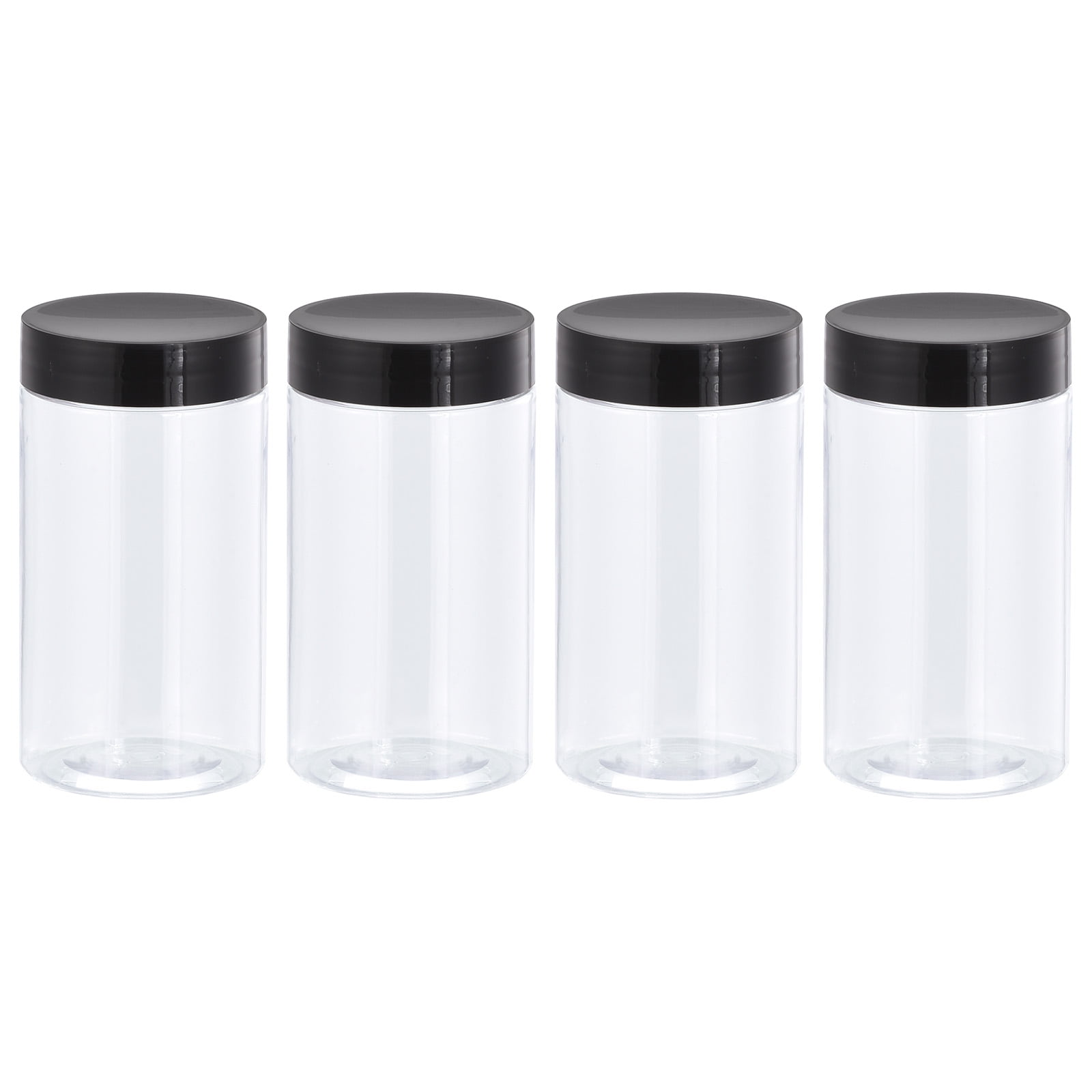 Unique Bargains Round Plastic Screw Top Lid Large-Mouth Empty Container 99mm x110mm 4Pcs