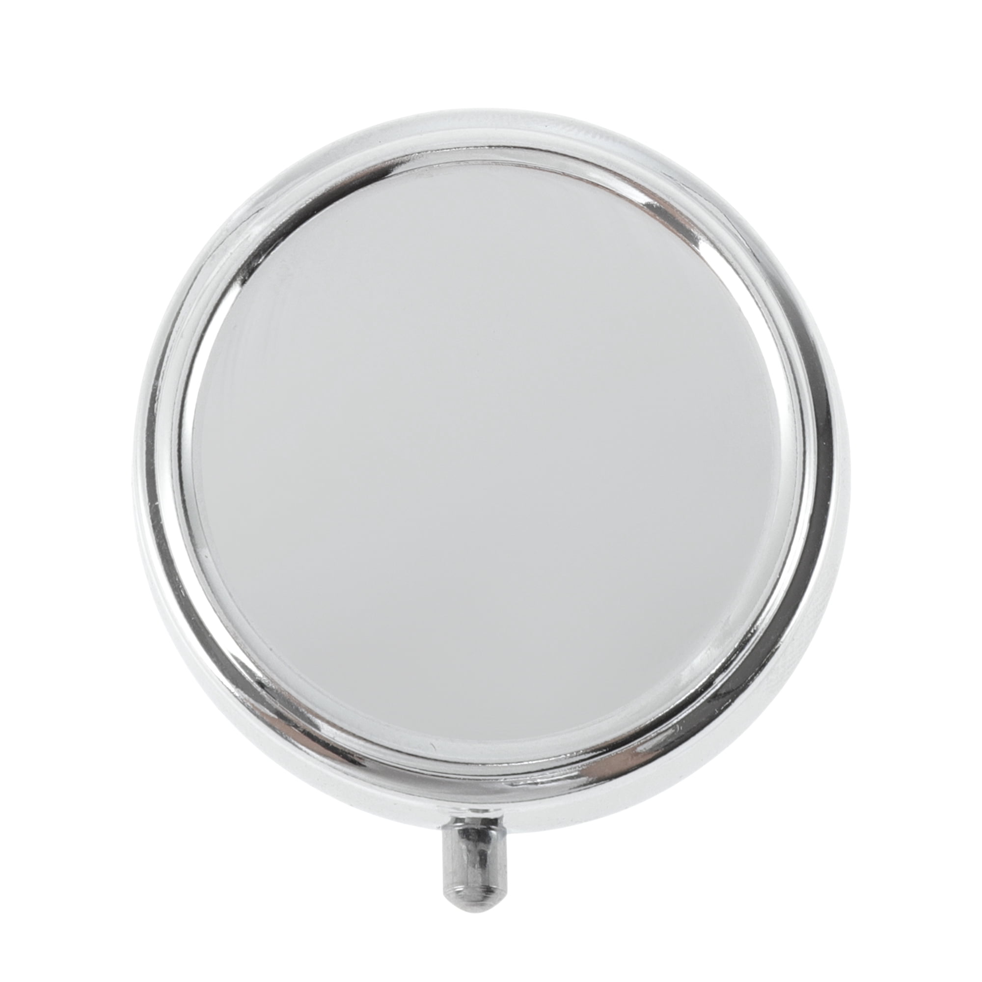 Unique Bargains Round Single Compartment Pill Cases Silver Tone 1 Pc [4.5cm Diameter]