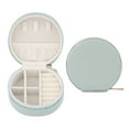 thumbnail image 1 of Unique Bargains Round Small Portable PU Leather Organizer Jewelry Box Light Green, 1 of 7