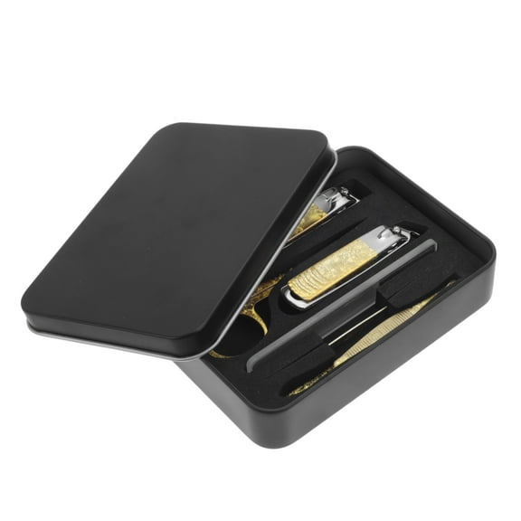 Unique Bargains Round Tail Nail Clippers Set 6 Pcs Gold Tone