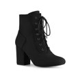 thumbnail image 1 of Unique Bargains Round Toe Chunky High Heel Lace Up Ankle Boots for Women, 1 of 6