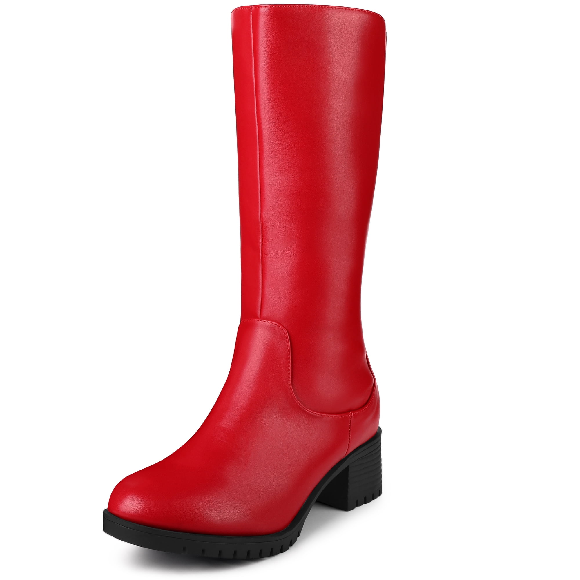 靴 unibuy Free Shipping! Unique Bargains Round Toe Zip Low Chunky