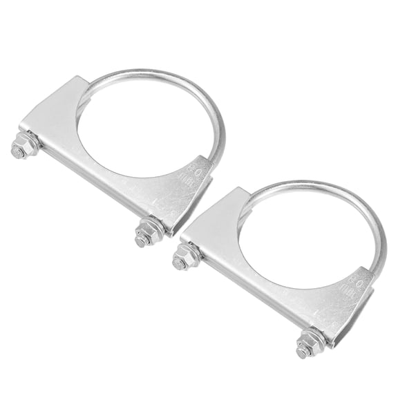Unique Bargains Round U Bolt Clamp Muffler Exhaust Clamps for Car RV Truck Boat Durable Mild Steel 3.15" ID 80mm 2 Pcs