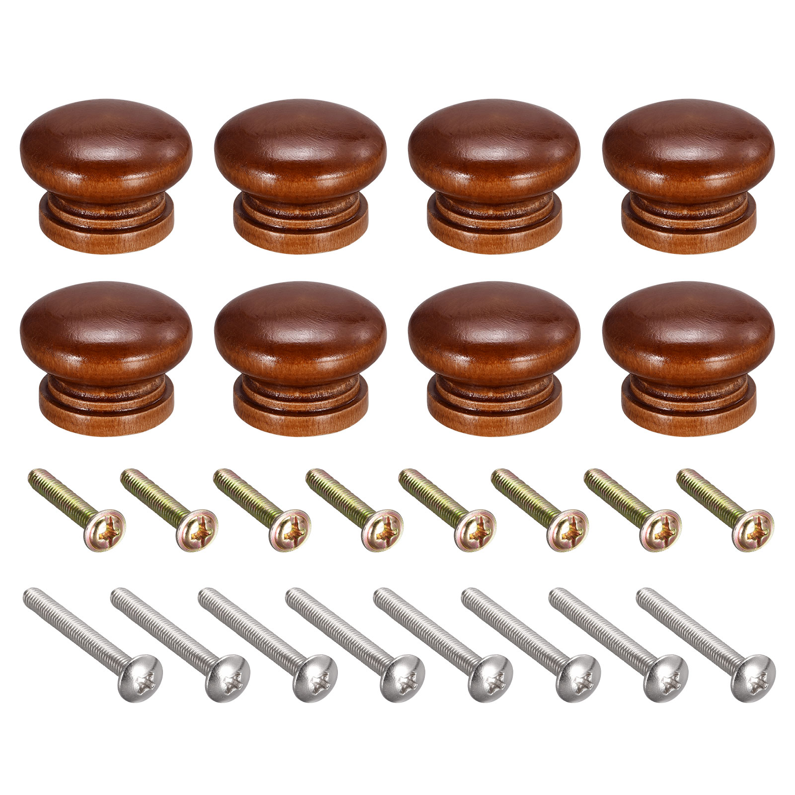 Unique Bargains Round Wood Knob Pull Handles for Drawer Screws Red Brown