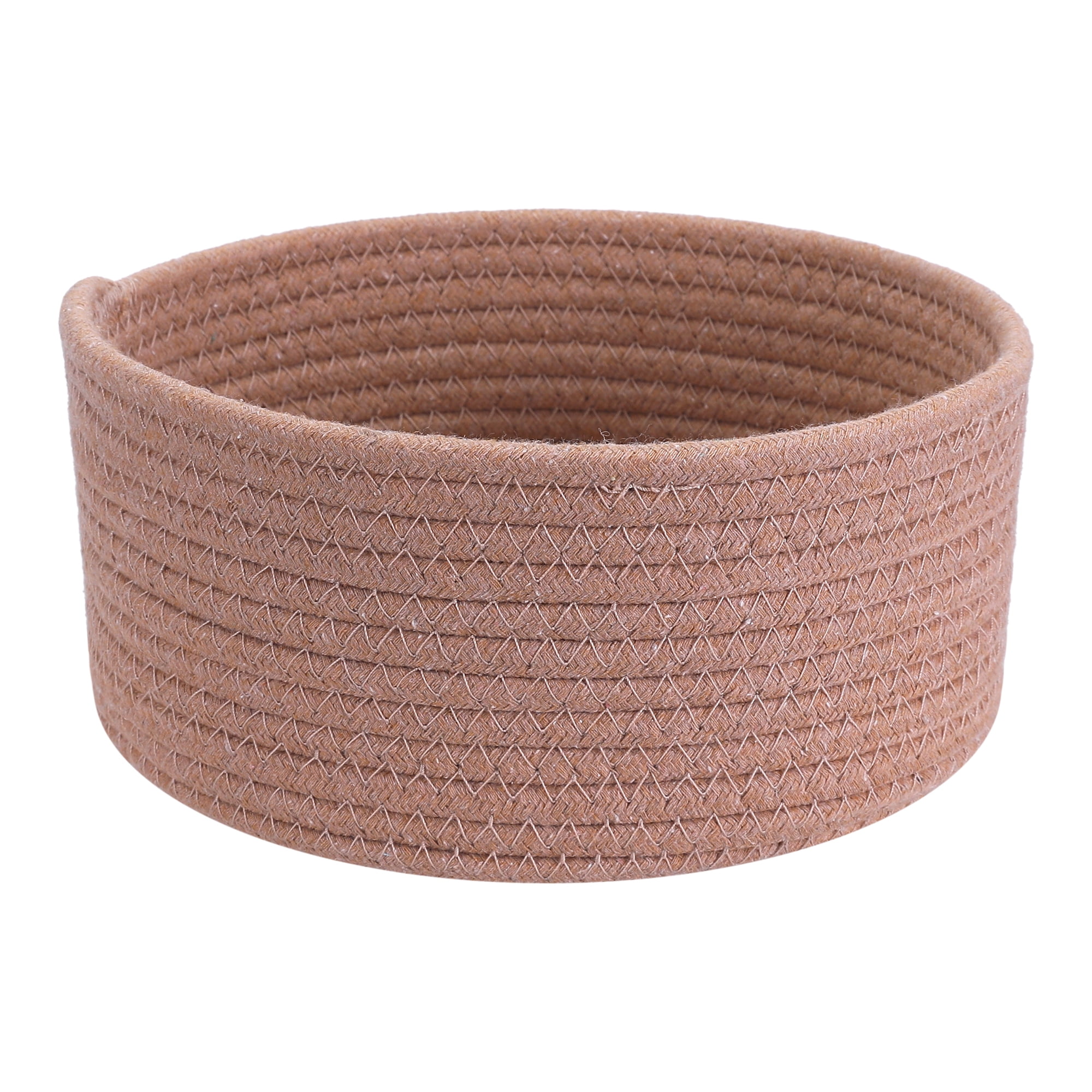Unique Bargains Round Woven Storage Basket Small Storage Bin for Home Decor Brown L