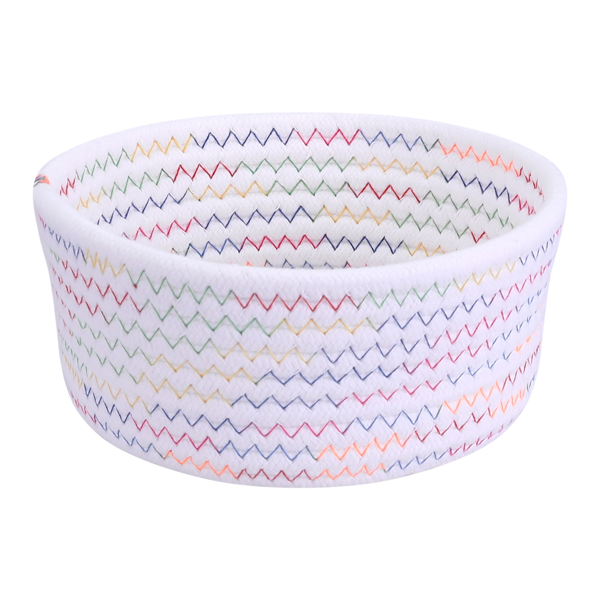 Unique Bargains Round Woven Storage Basket Small Storage Bin for Home Decor White S