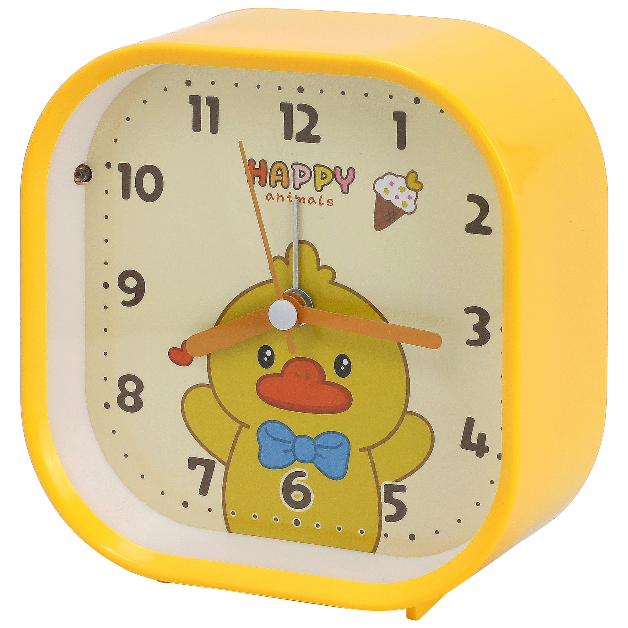 Unique Bargains Rounded Square Alarm Clock Yellow 4.1"L x 1.9"W x 4.3"H