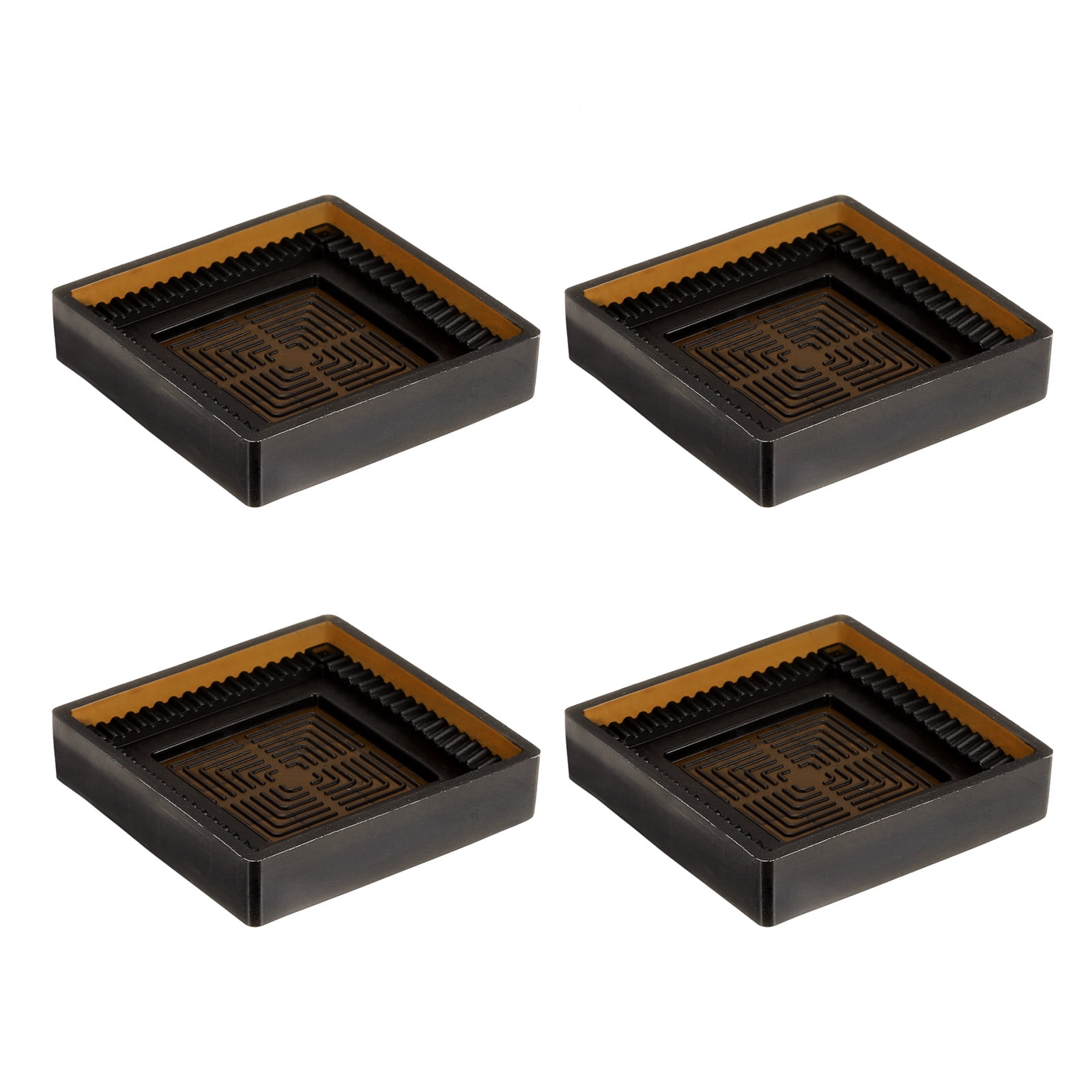 Unique Bargains Rubber Furniture Caster Cup Square Chair Leg Floor Protectors 2.2.in Brown