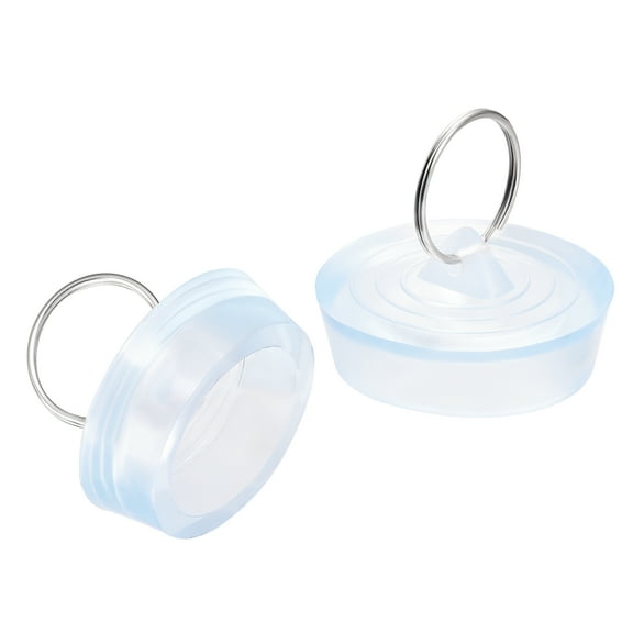 Unique Bargains Rubber Sink Plug, Drain Stopper Clear Blue Fit 42-44mm with Hanging Ring for Bathtub Kitchen Bathroom 2Pcs