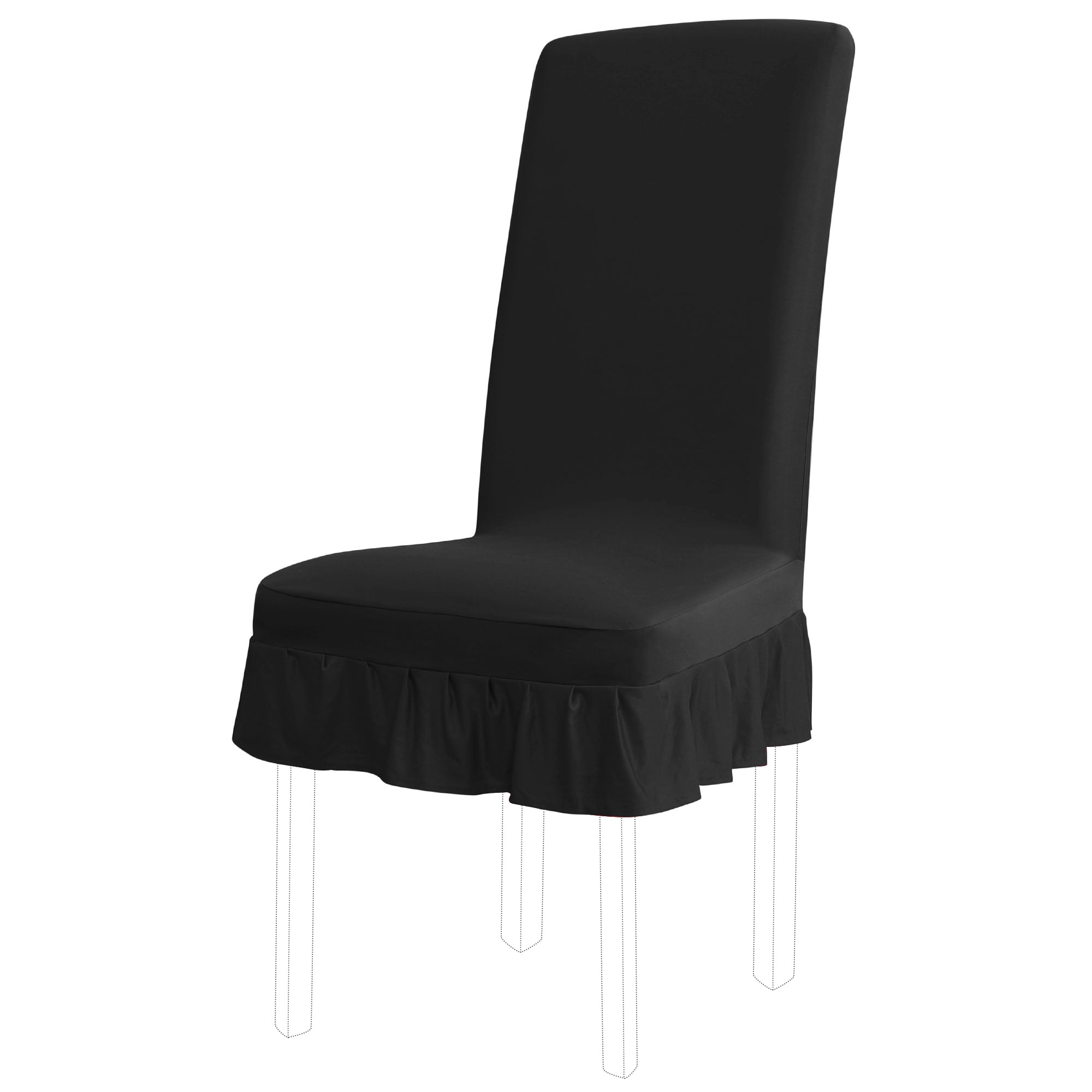 Unique Bargains Ruffled Skirt Dining Chair Cover Ruffled Seat Slipcovers Black M