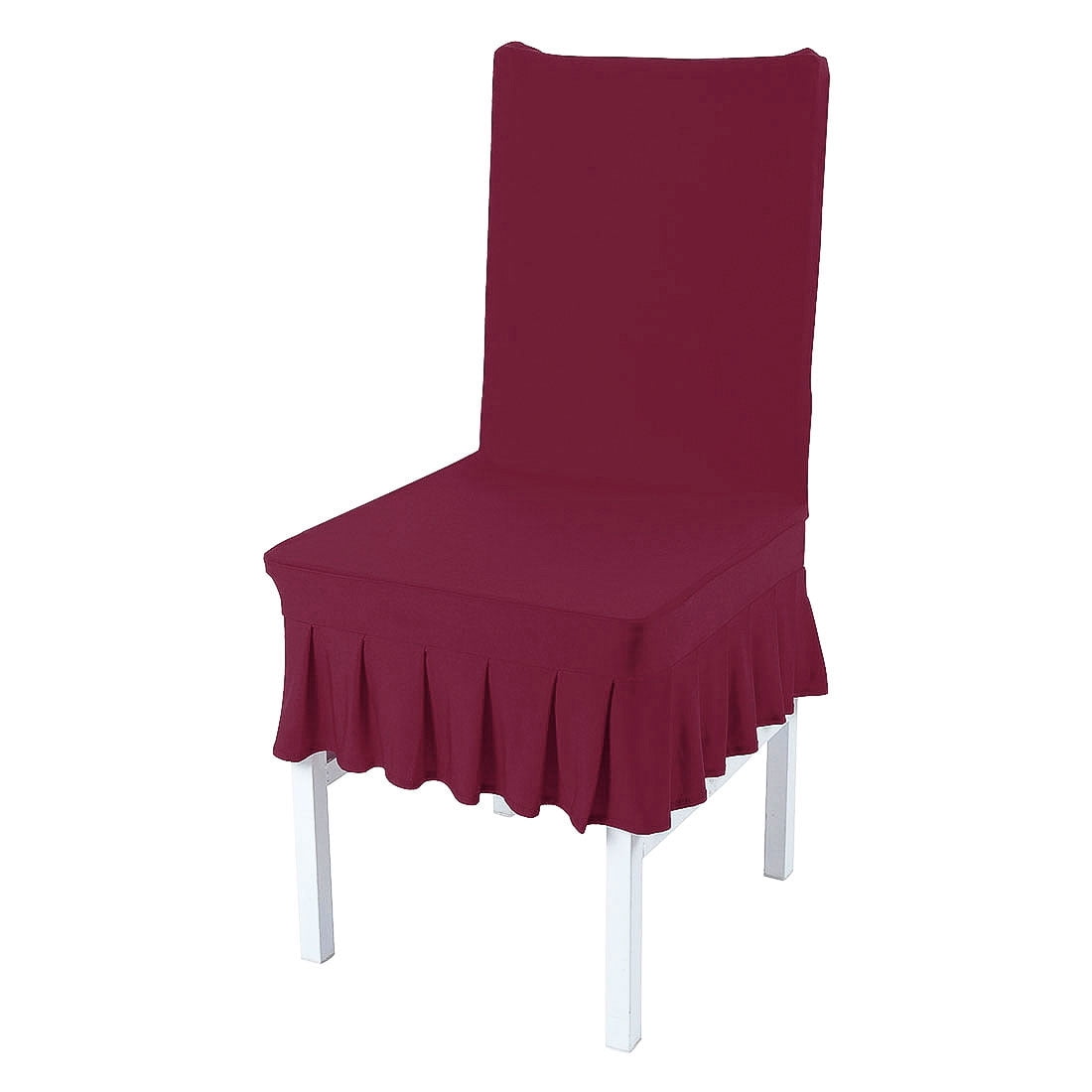 Unique Bargains Ruffled Skirt Dining Chair Cover Ruffled Seat Slipcovers Burgundy M