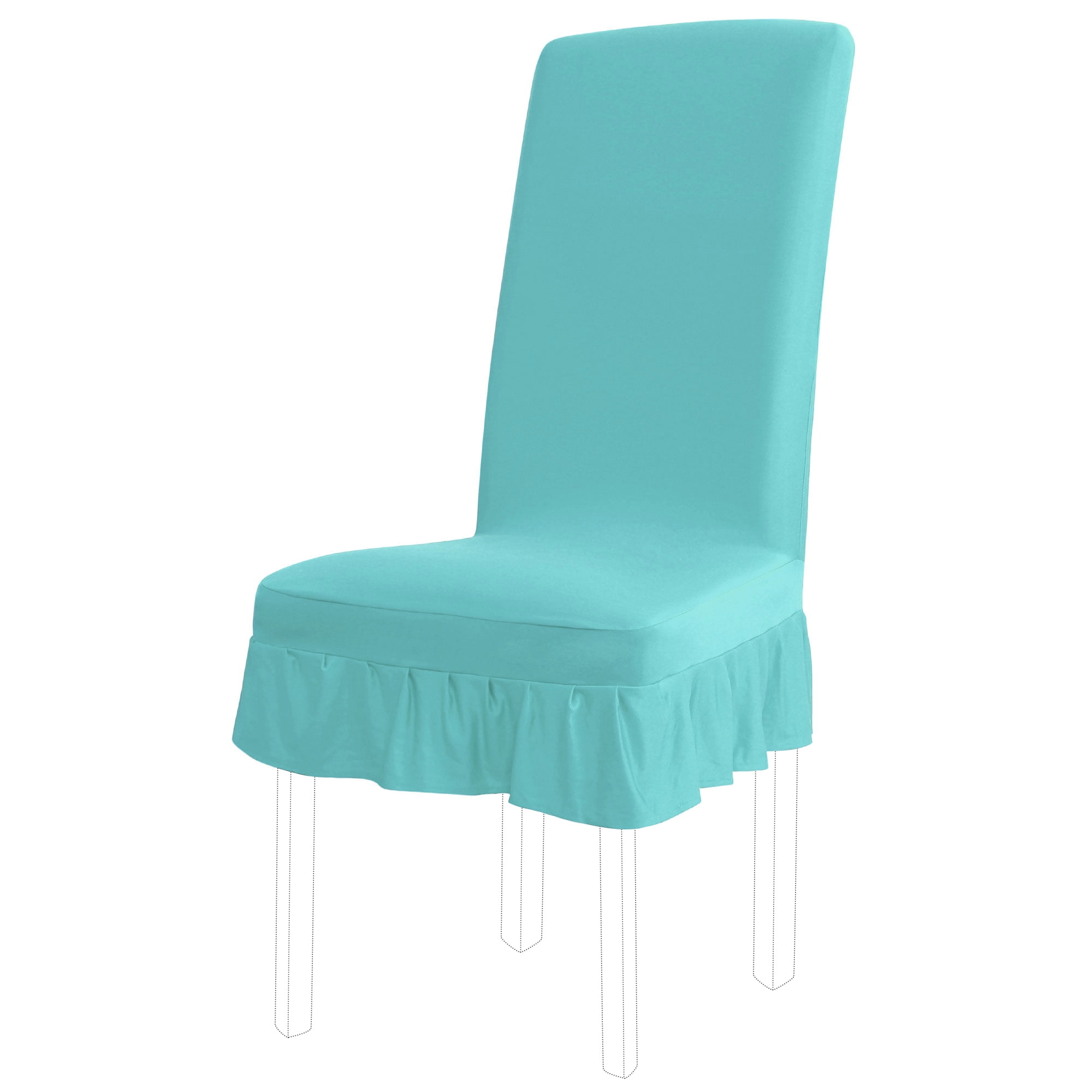 Unique Bargains Ruffled Skirt Dining Chair Cover Ruffled Seat Slipcovers Teal M