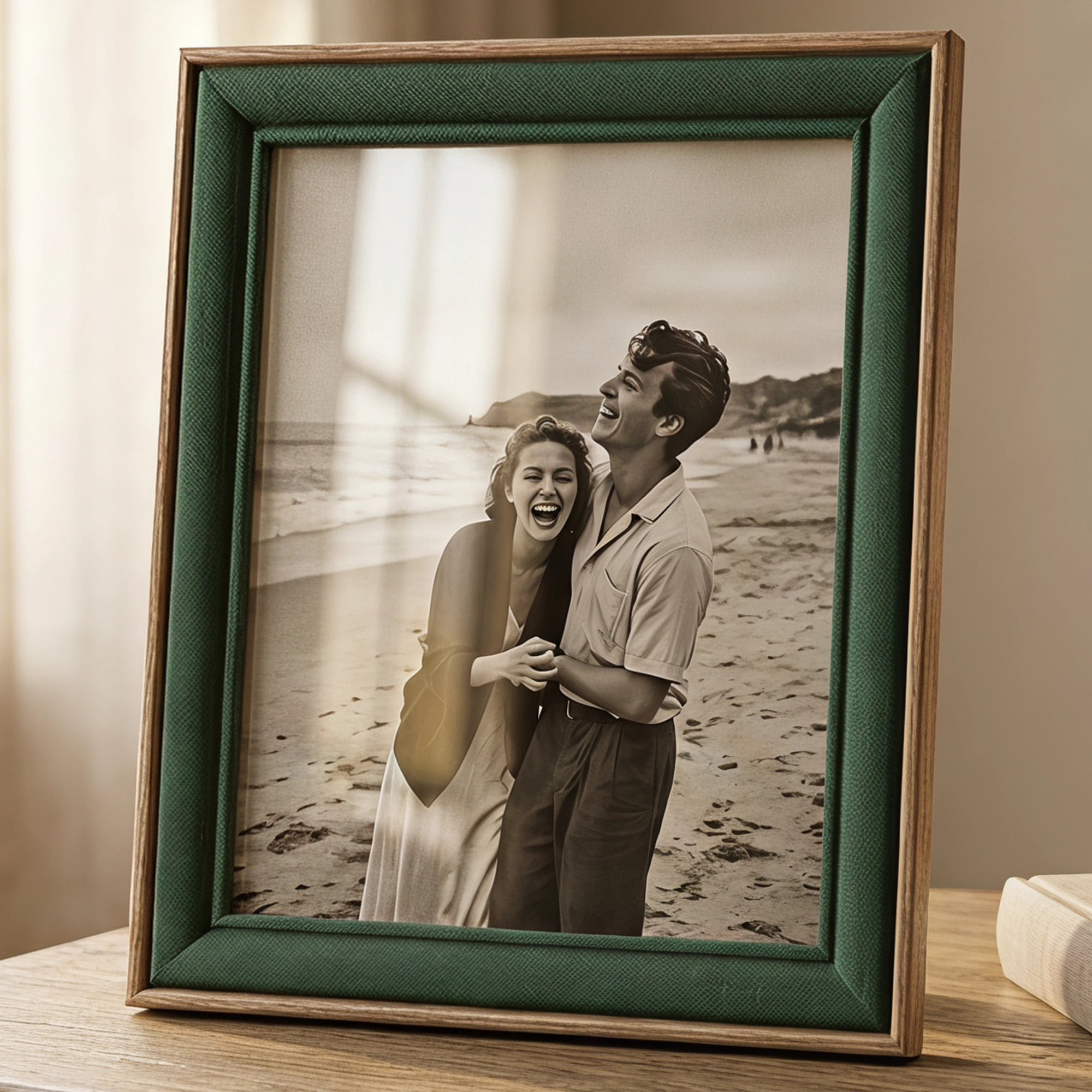 Unique Bargains Rustic Distressed Wood Photo Frame for Wall Mounting Wood Green 4" x 6"