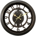 thumbnail image 1 of Unique Bargains Rustic Farmhouse Gear Clock with Moving Gears Wall Clock Black, 1 of 6