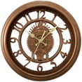 thumbnail image 1 of Unique Bargains Rustic Farmhouse Gear Clock with Moving Gears Wall Clock Brown, 1 of 6