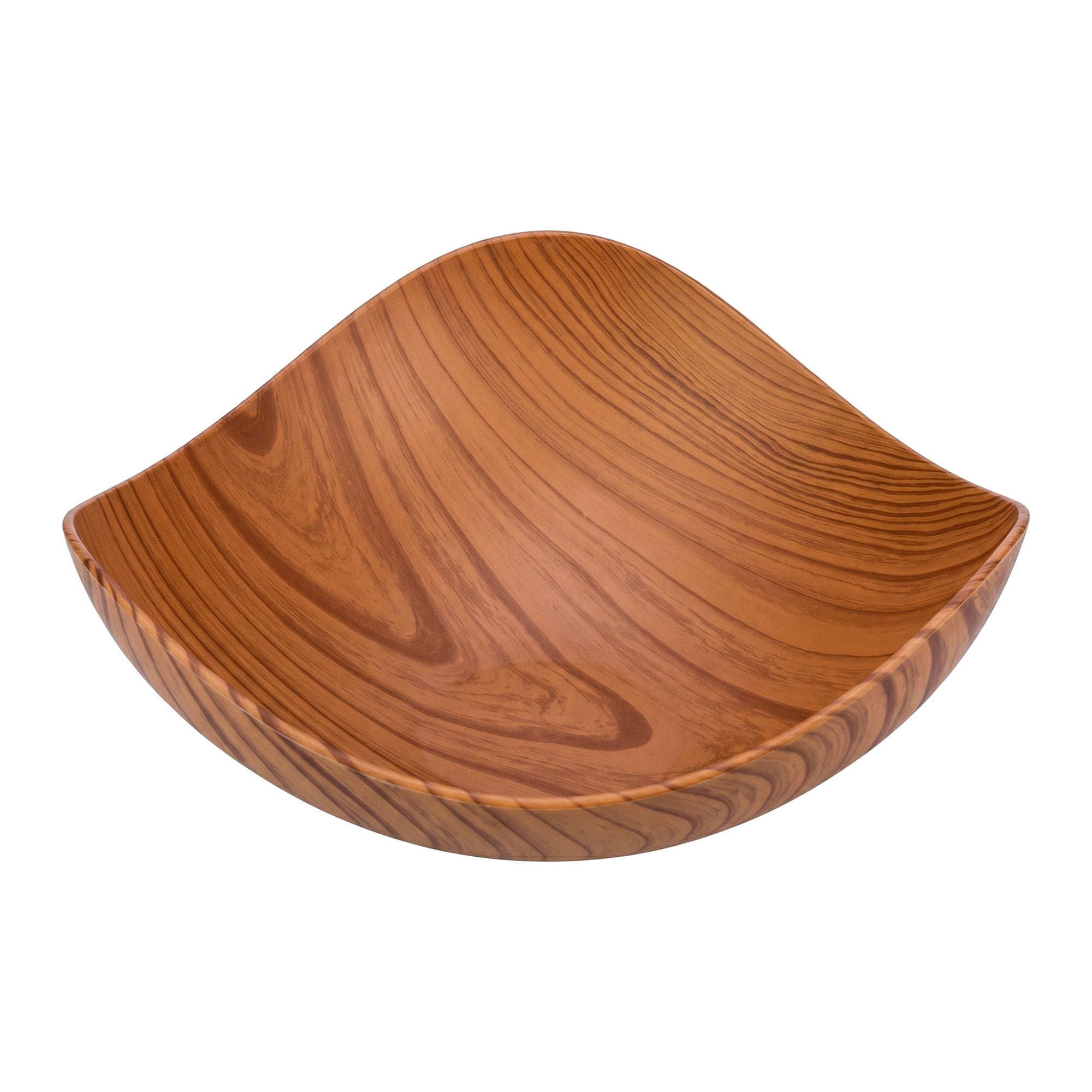 Unique Bargains Rustic Faux Wood Irregular Wavy Pedestal Bowl Brown 7.9" x 7.9" x 3.1"