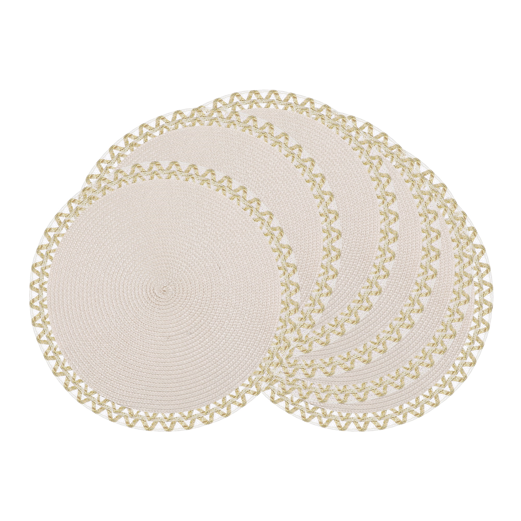 Unique Bargains Rustic Placemats 6 Pack Round Woven Placemats Beige 15x15inch