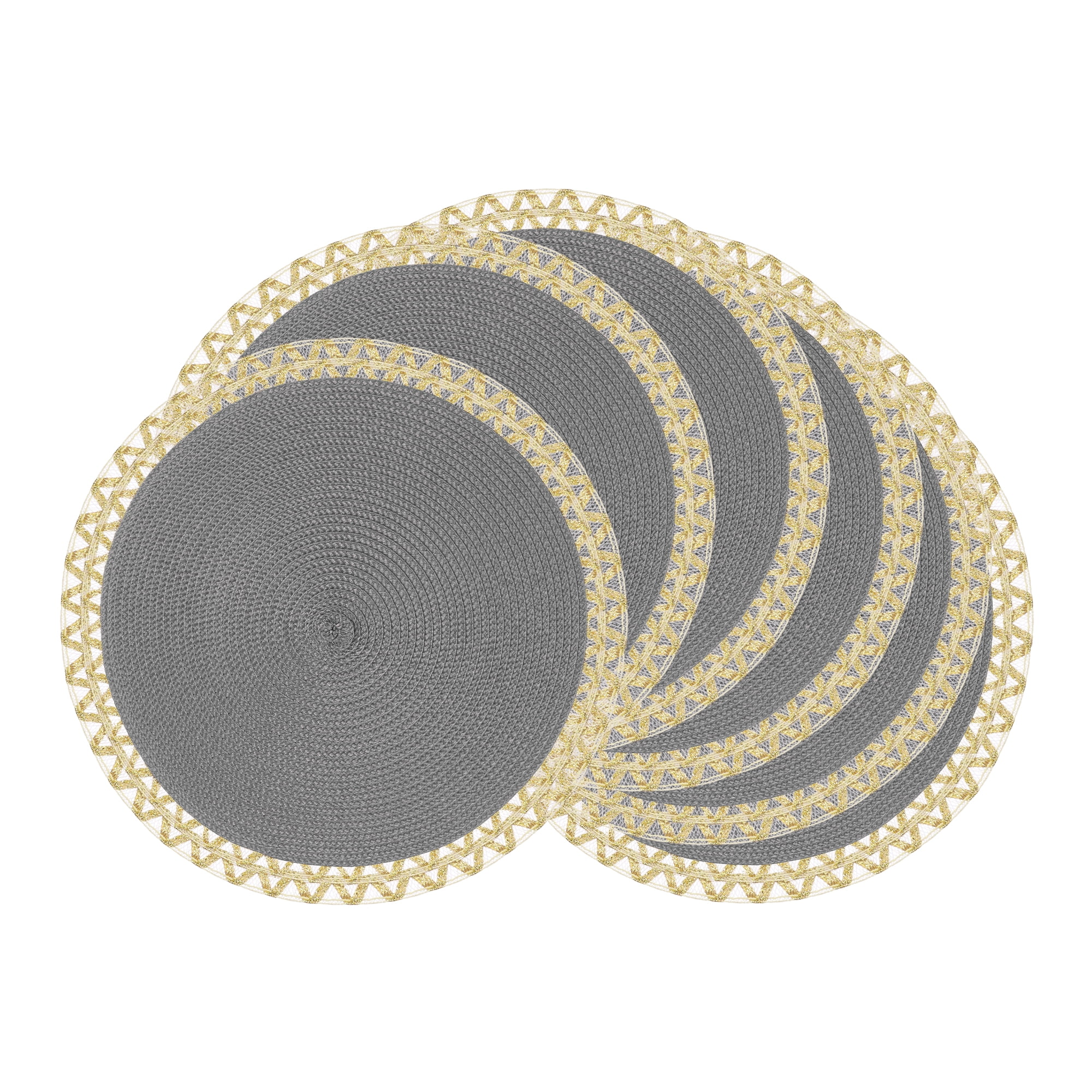 Unique Bargains Rustic Placemats 6 Pack Round Woven Placemats Gray 15x15inch