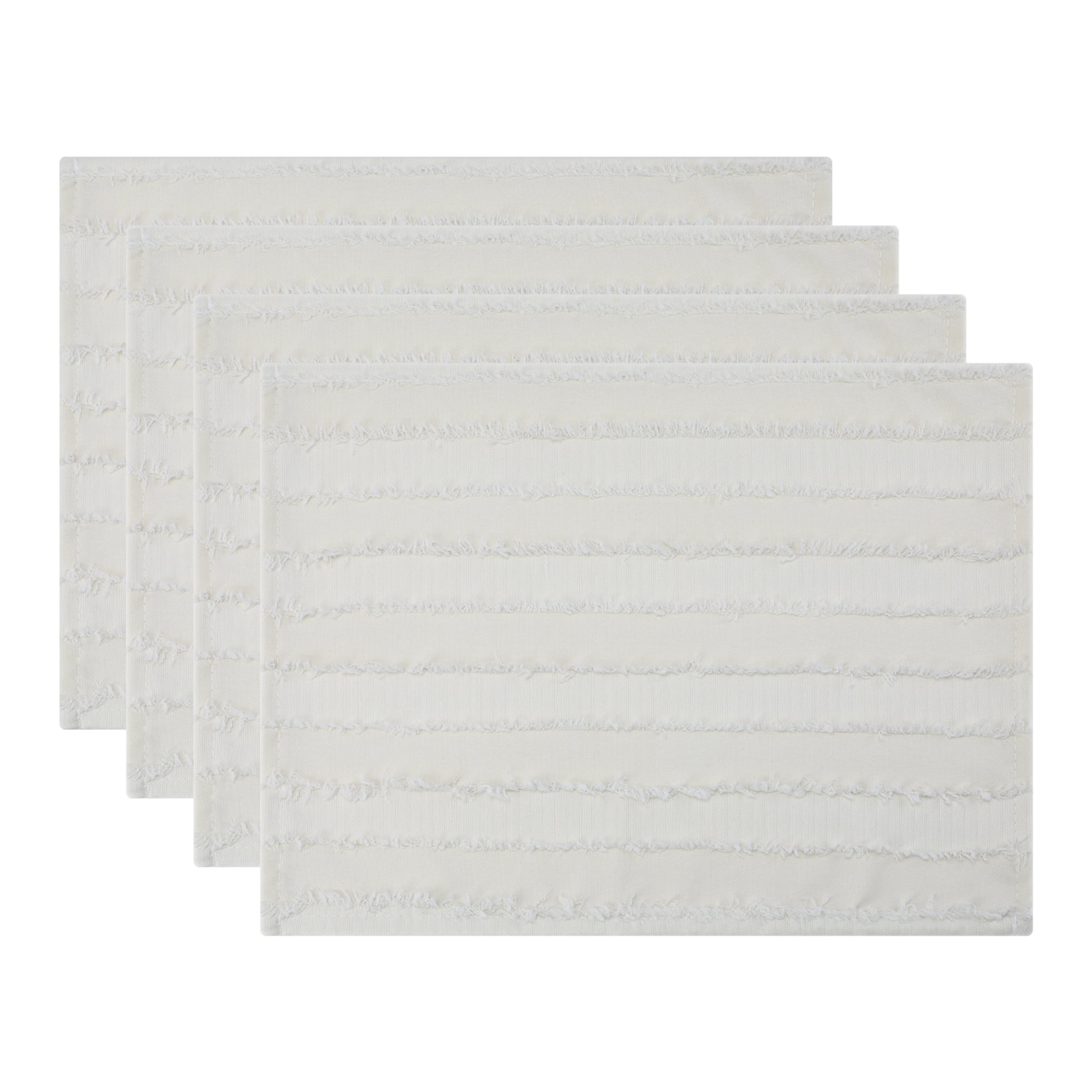Unique Bargains Rustic Placemats Set of 4 Rectangular Cotton Blend Beige 15.7x11.8inch