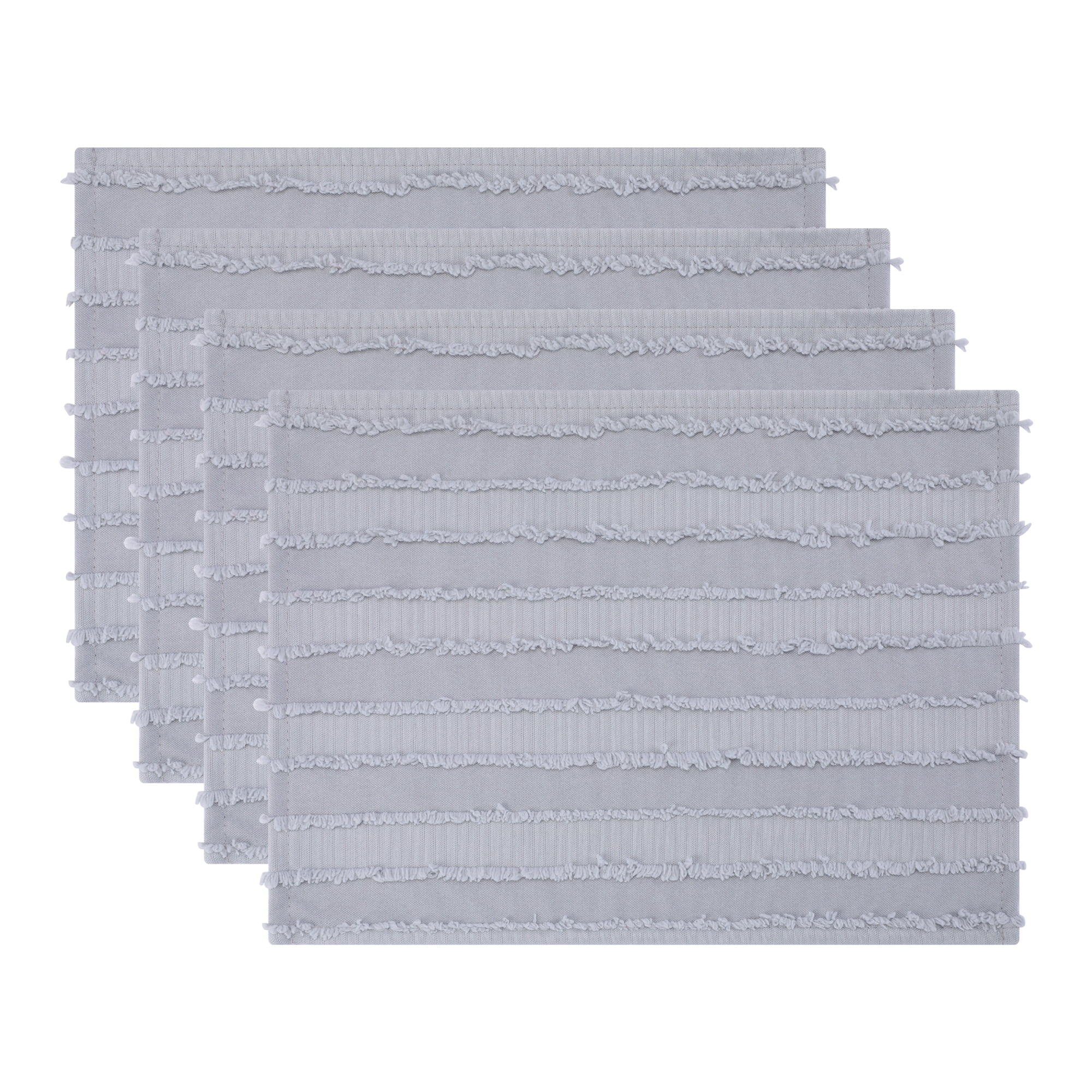 Unique Bargains Rustic Placemats Set of 4 Rectangular Cotton Blend Gray 15.7x11.8inch