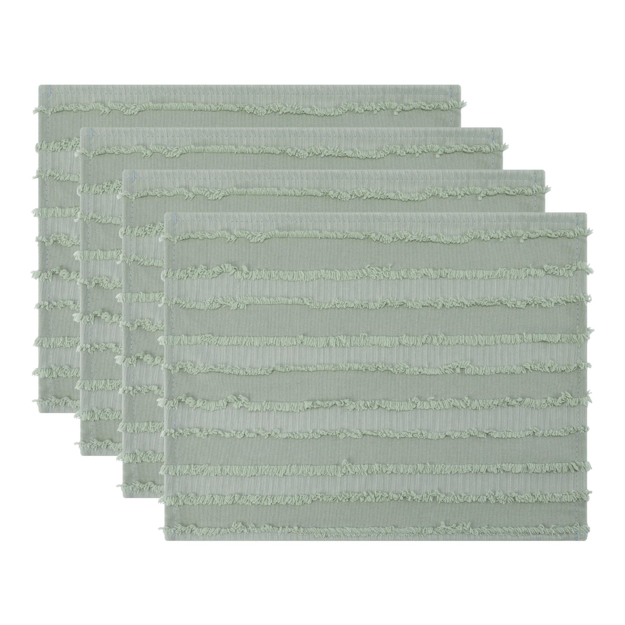 Unique Bargains Rustic Placemats Set of 4 Rectangular Cotton Blend Green 15.7x11.8inch