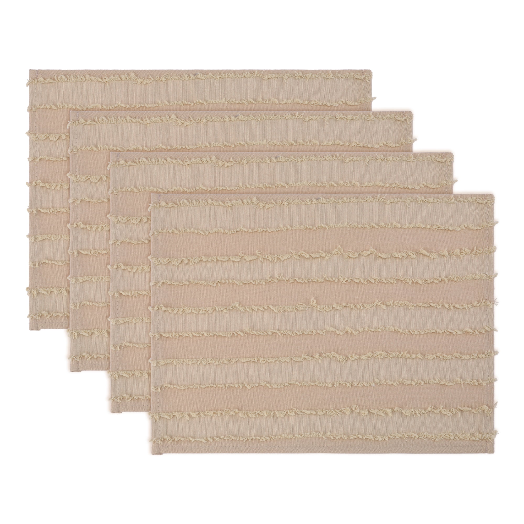 Unique Bargains Rustic Placemats Set of 4 Rectangular Cotton Blend Yellow 15.7x11.8inch
