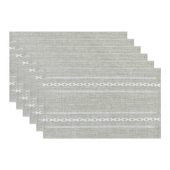 Unique Bargains Rustic Placemats Set of 6 Cotton and Linen for Dining Table Green