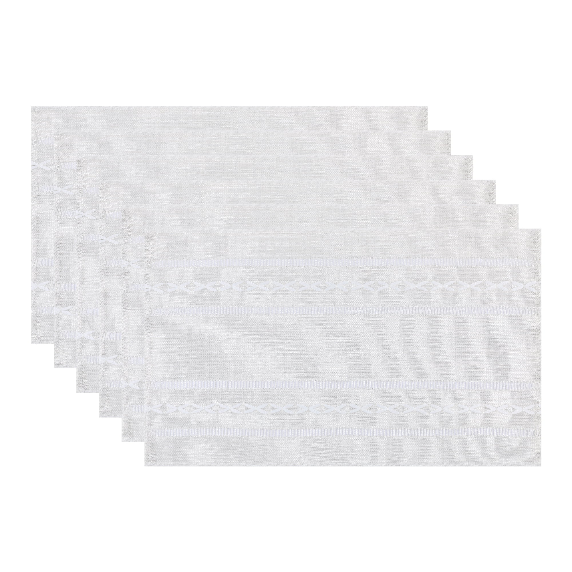 Unique Bargains Rustic Placemats Set of 6 Cotton and Linen for Dining Table White
