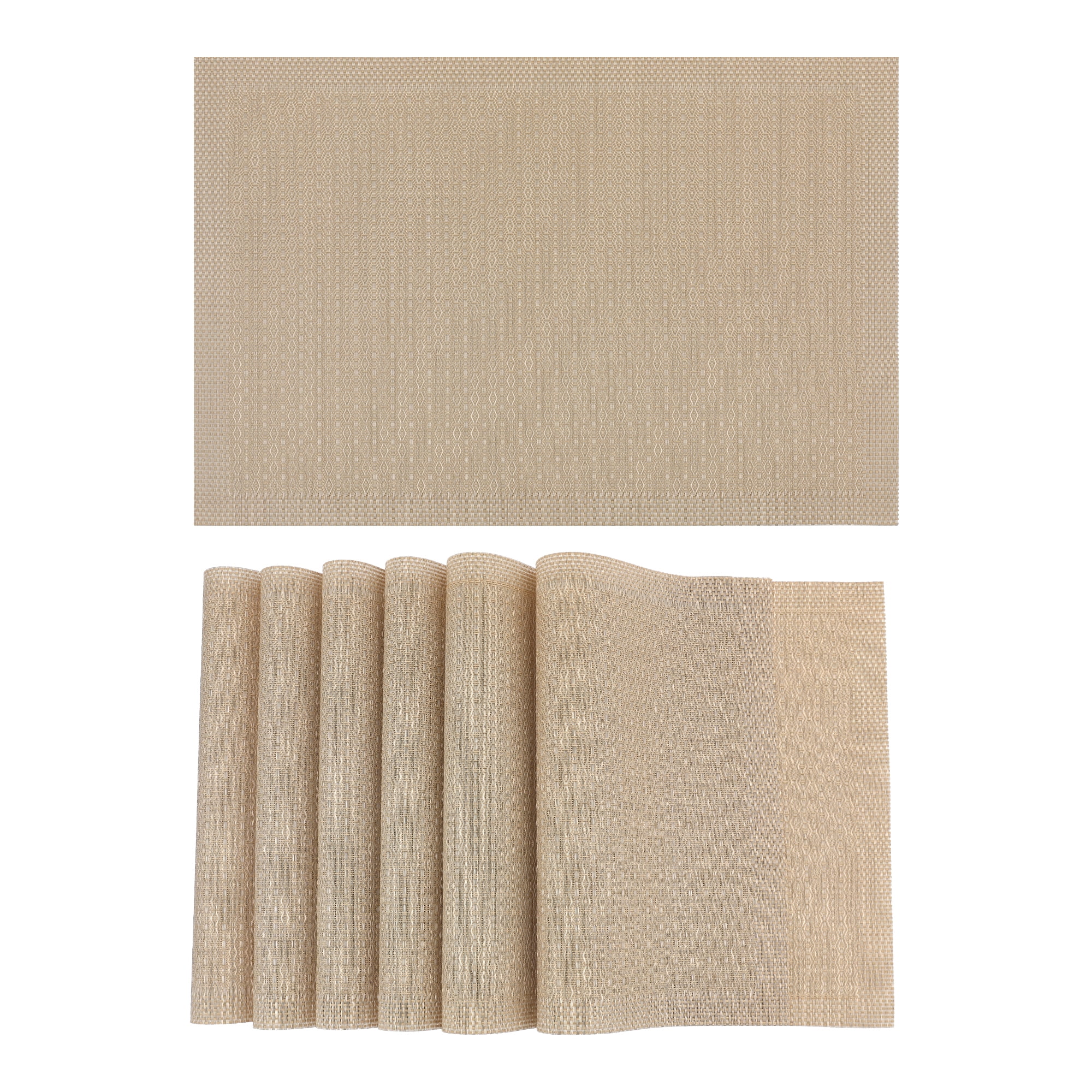 Unique Bargains Rustic Placemats Set of 6 Placemats for Dining Table Decor Gold 18x12in