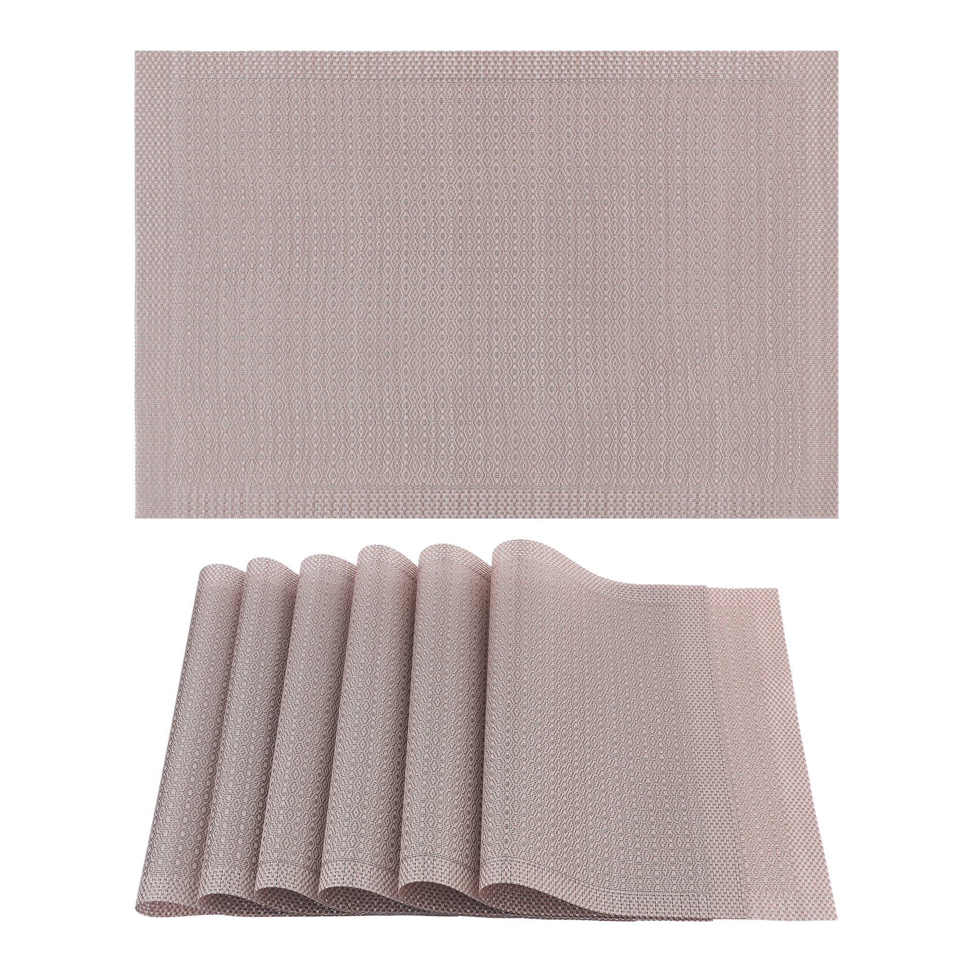 Unique Bargains Rustic Placemats Set of 6 Placemats for Dining Table Decor Khaki 18x12in
