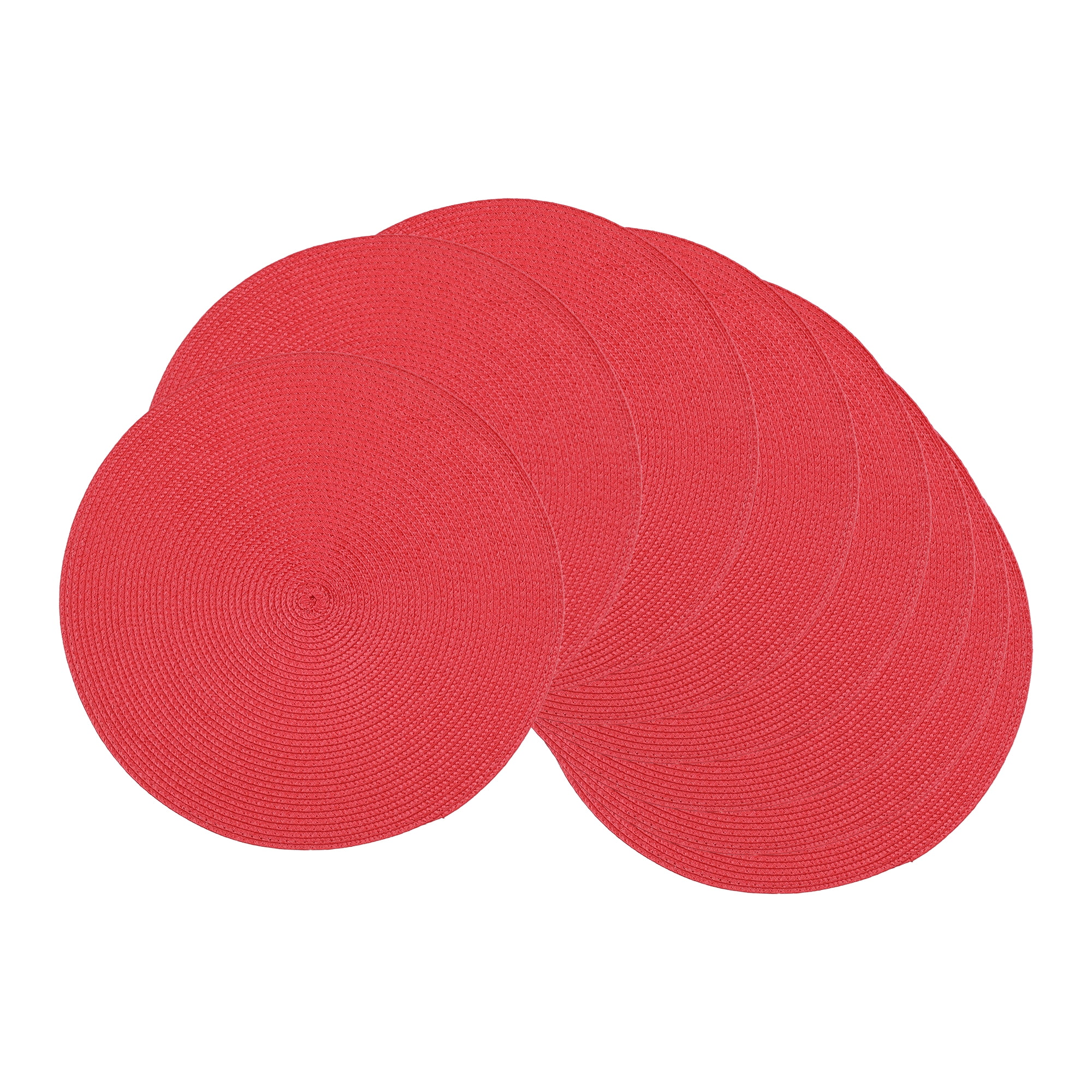 Unique Bargains Rustic Placemats Set of 6 Woven Placemats Red