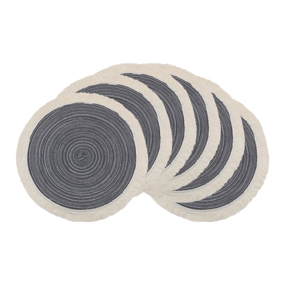 Unique Bargains Rustic Rattan Place Mats Set of 6 for Dining Table Decor Dark Gray 15x15in