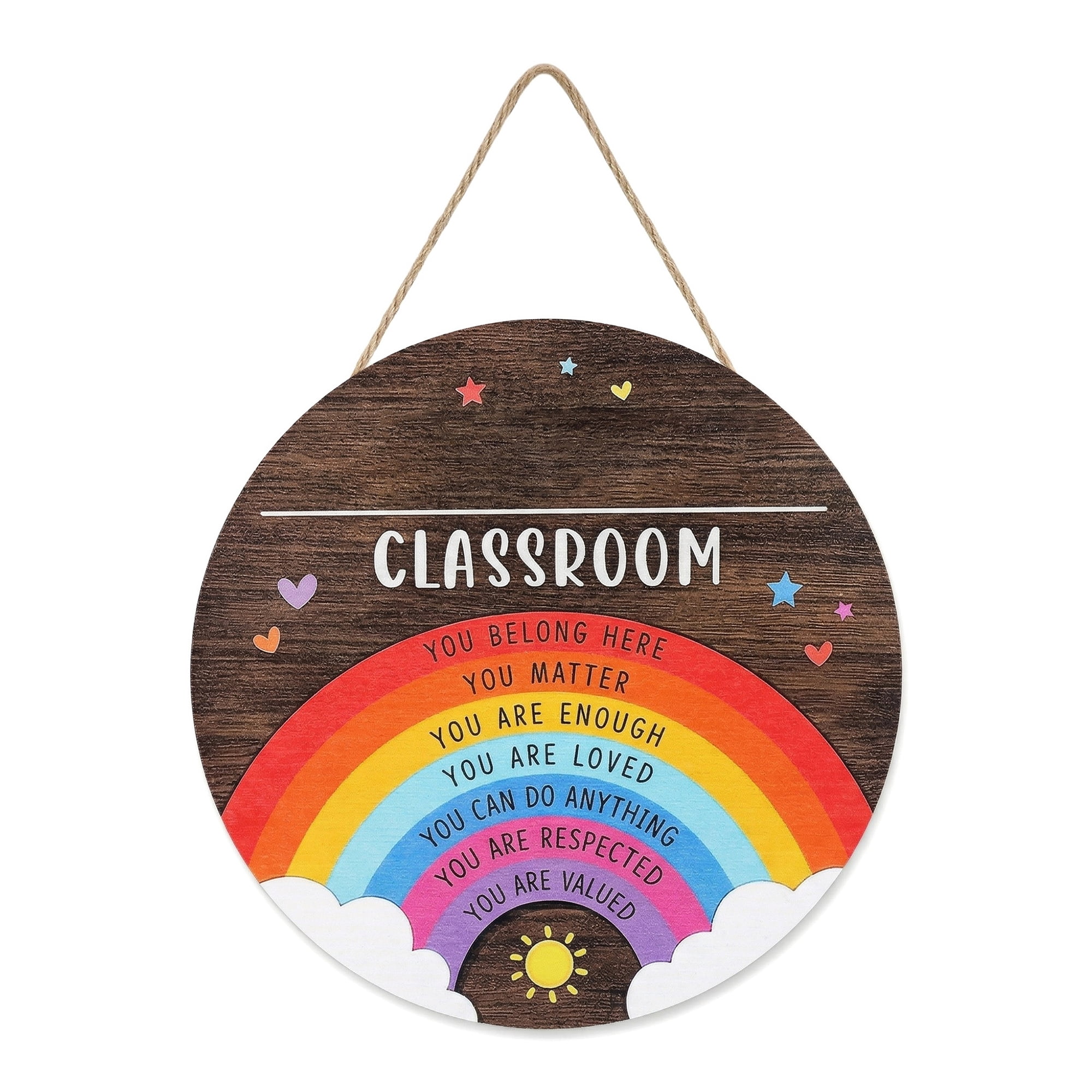 Unique Bargains Rustic Round Hanging Wall Decor Small Wooden Welcome Sign Style D 12in