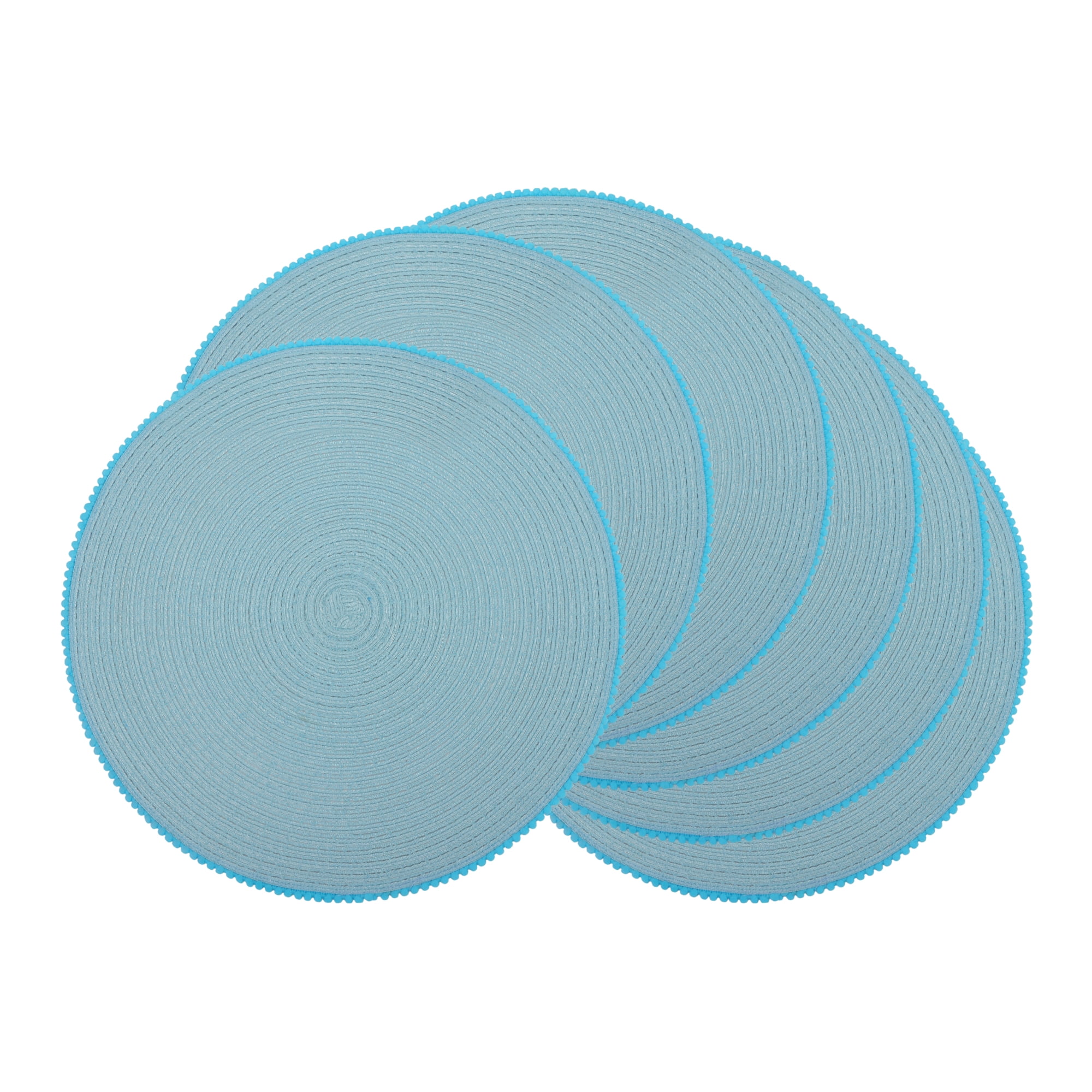 Unique Bargains Rustic Round Placemats 6Pcs Woven Placemats Blue 15x15inch