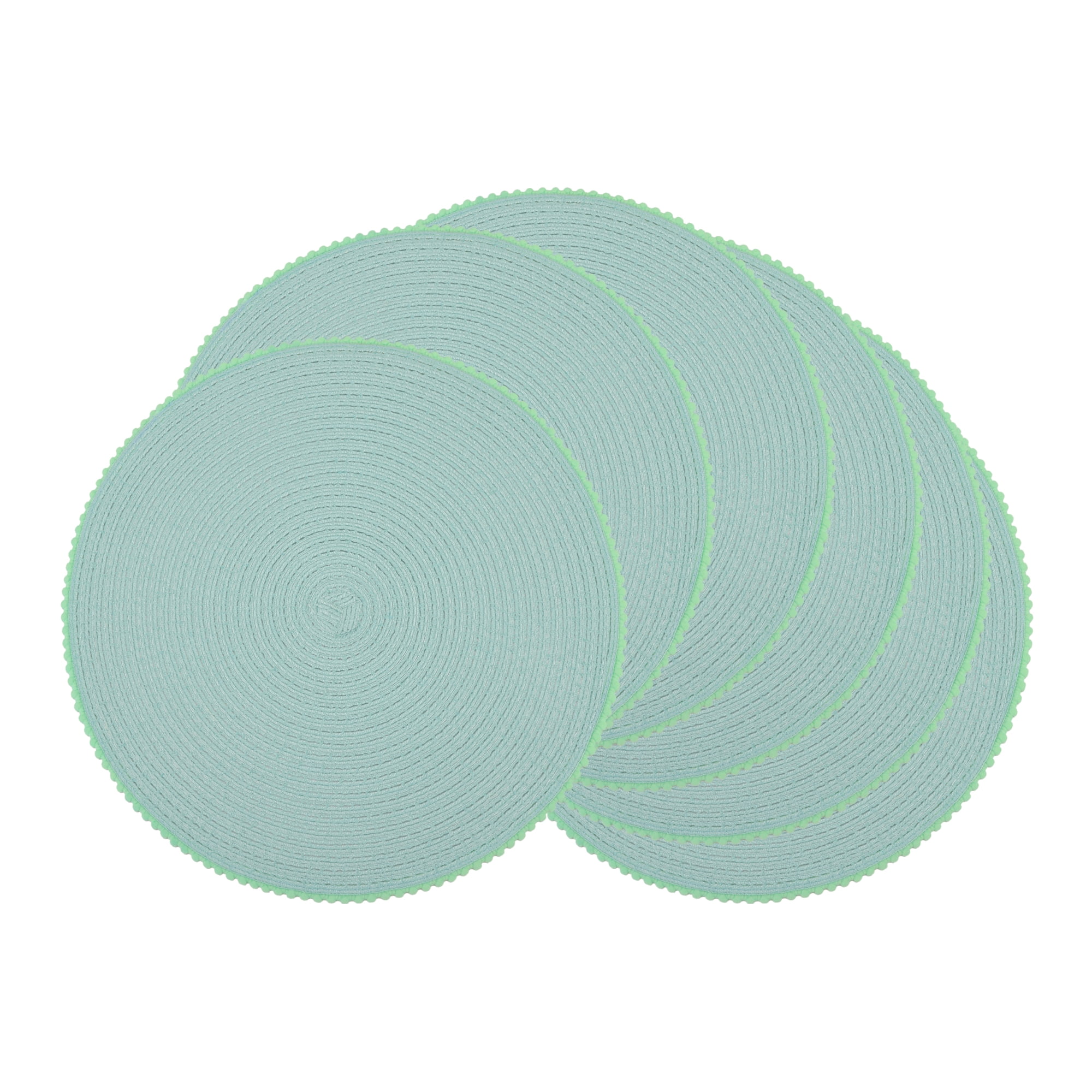 Unique Bargains Rustic Round Placemats 6Pcs Woven Placemats Cyan 15x15inch