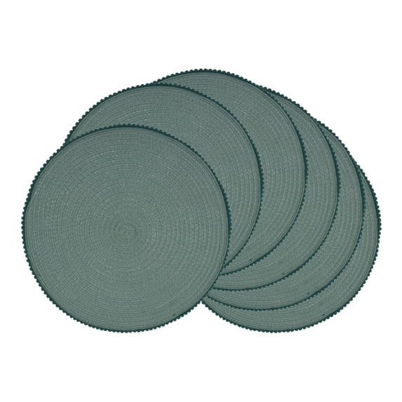 Unique Bargains Rustic Round Placemats 6Pcs Woven Placemats Green 15x15inch