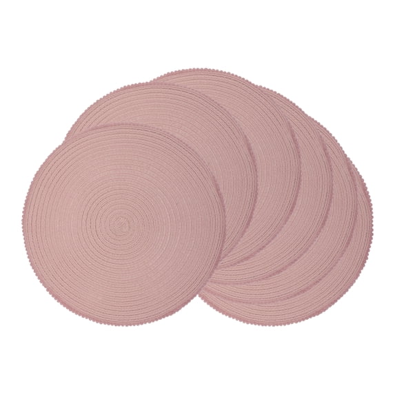 Unique Bargains Rustic Round Placemats 6Pcs Woven Placemats Pink 15x15inch